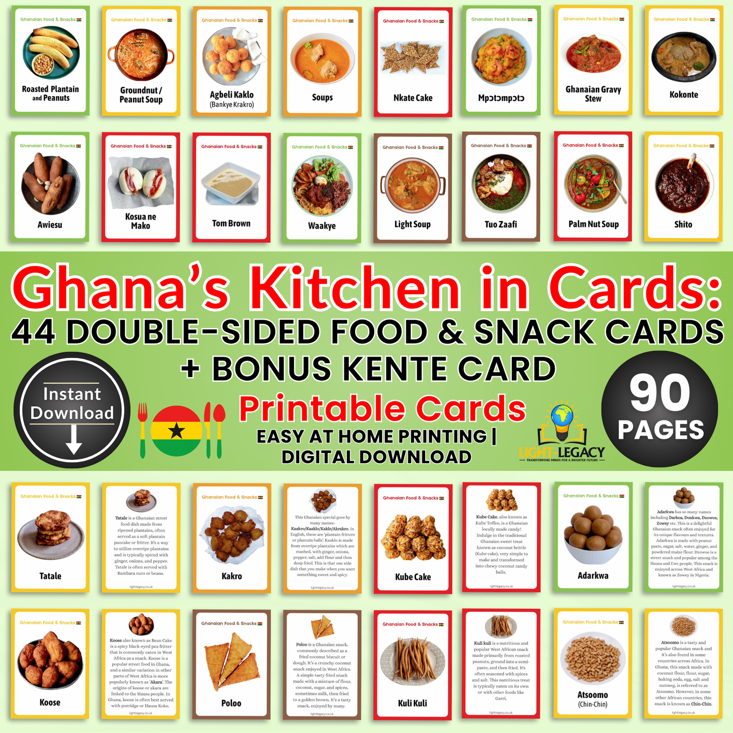 GHANAIAN FOOD & SNACKS FLASHCARDS | DIGITAL DOWNLOAD