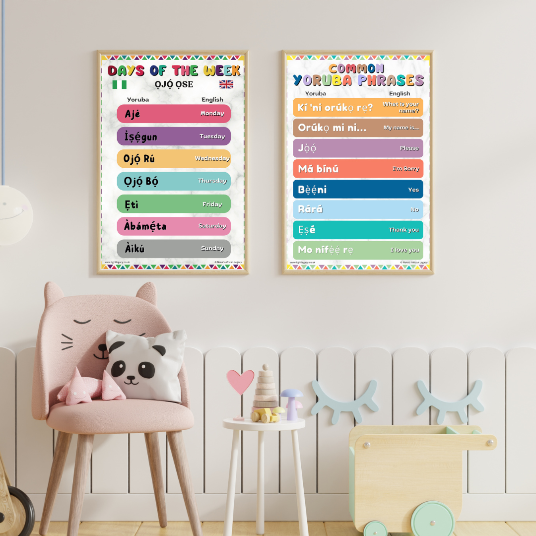 DAYS OF THE WEEK (YORUBA-ENGLISH) A3 POSTER