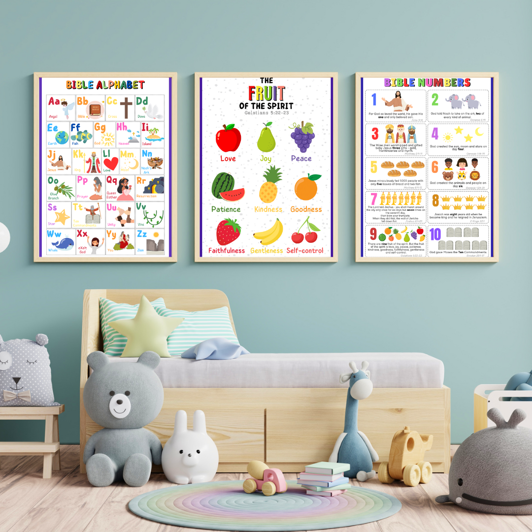 SET OF 5 BIBLE  POSTERS FOR KIDS