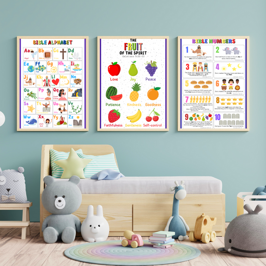 SET OF 5 BIBLE  POSTERS FOR KIDS