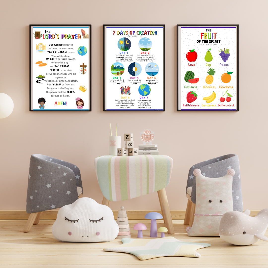 SET OF 5 BIBLE  POSTERS FOR KIDS