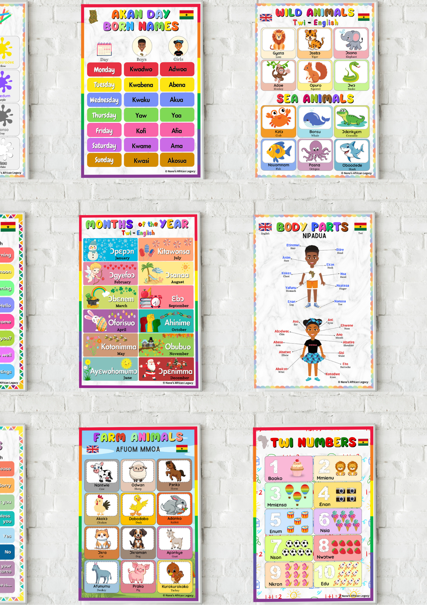 TWI & ENGLISH EDUCATIONAL POSTER SET OF 6