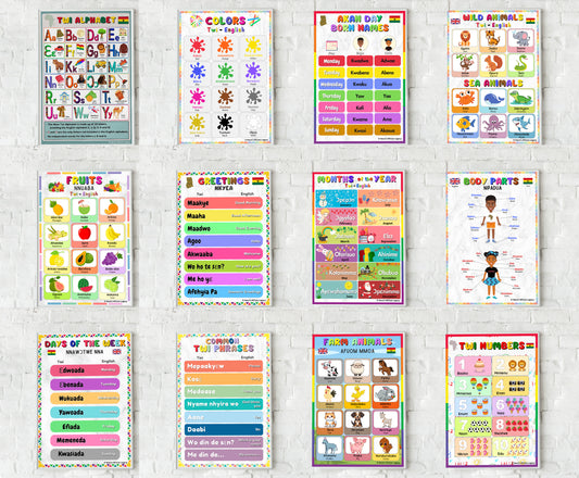 TWI & ENGLISH EDUCATIONAL POSTER SET OF 12